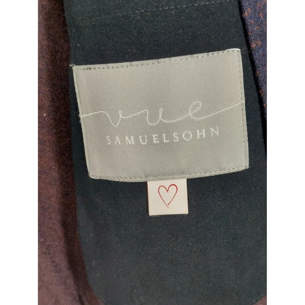 Samuelsohn Men Blazer Jacket 44R Blue Herringbone 100% Wool Single Breasted Work